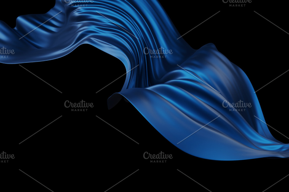 Luxury dark blue fabric flying, an Illustration by ArtBackground