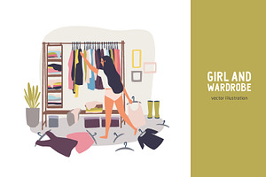 Girl choosing outfit, a Person Illustration by Good Studio
