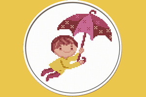 Boy with Umbrella - PDF Stitch Patte, a Print Template by Kseniya-Omega
