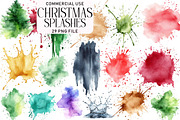 Christmas Watercolor Splashes PNG Bu, an Illustration by Daily.Designs (Thumbnail 1 of 5)