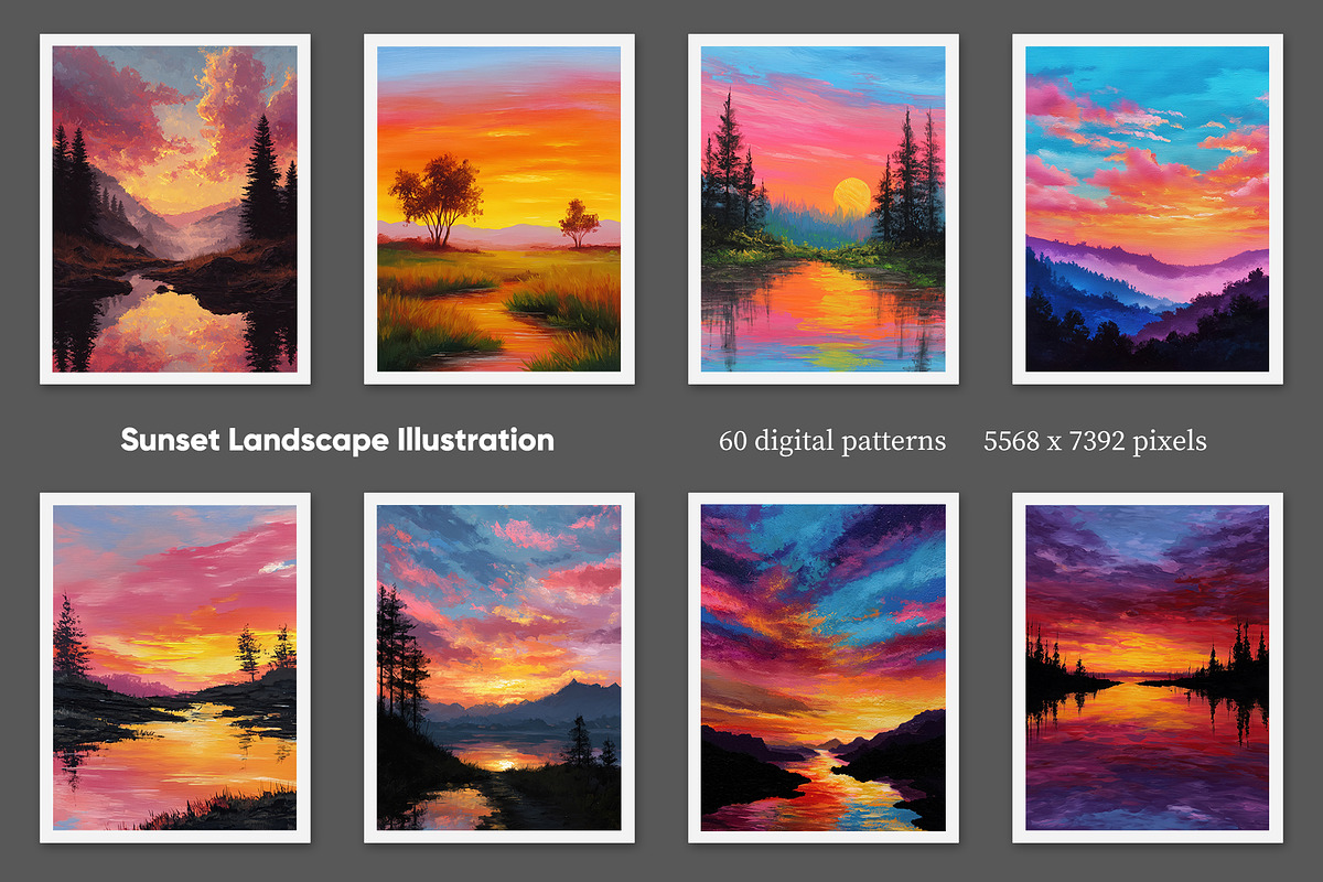 Sunset Landscape Illustration, a Decorative Illustration by Housui Patterns (Photo 3 of 9)