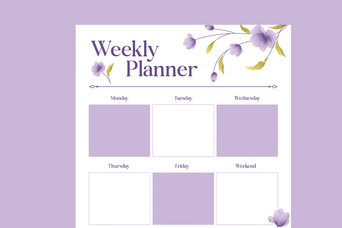 White Purple Weekly Daily Planner, a Stationery Template by Neermana (Photo 3 of 4)