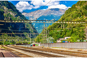 Lavorgo station on the Gotthard railway in Swiss Alps, a Transportation Photo by Leonid Andronov