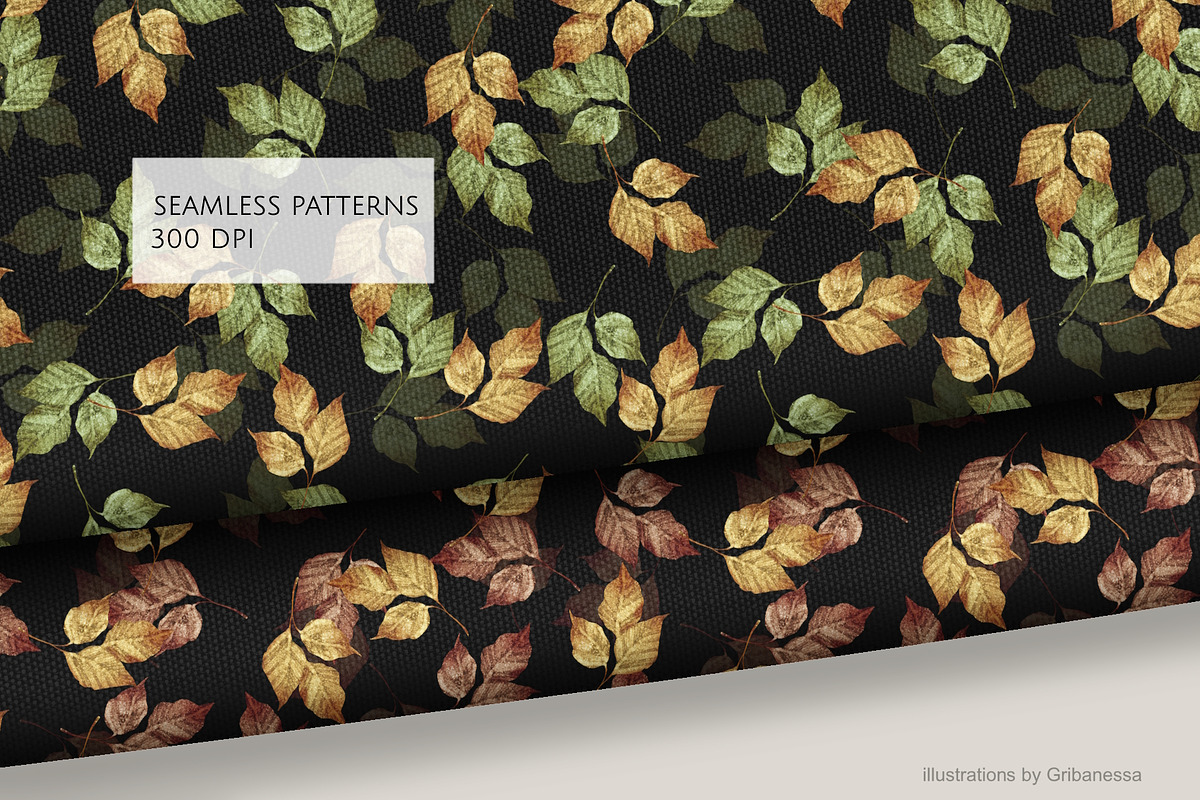 Dark Aesthetic Autumn Leaves Pattern, a Pattern Graphic by Gribanessa (Photo 3 of 3)