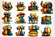 Best Cat Friend, Quirky Cat Clipart, an Illustration by Dream Creation (Thumbnail 5 of 8)
