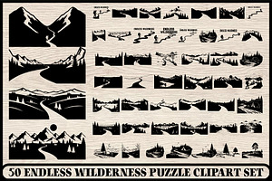 Endless Wilderness PuzzleClipart Set, an Object Illustration by Designer_Momina