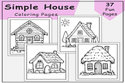Kawaii Simple House Coloring Pages, a Print Template by Lamia Emad (Thumbnail 1 of 3)