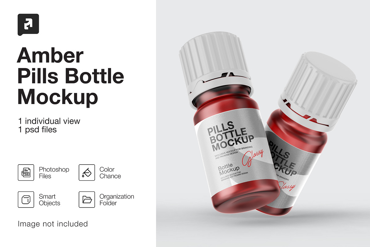 Amber Pills Bottle Mockup, a Packaging Mockup by _Adroit_