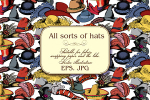 Seamless Pattern Of All Sorts Of Hat