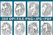 Floral Unicorn Coloring Pages For Ad, a Stationery Template by Design Station (Thumbnail 3 of 5)