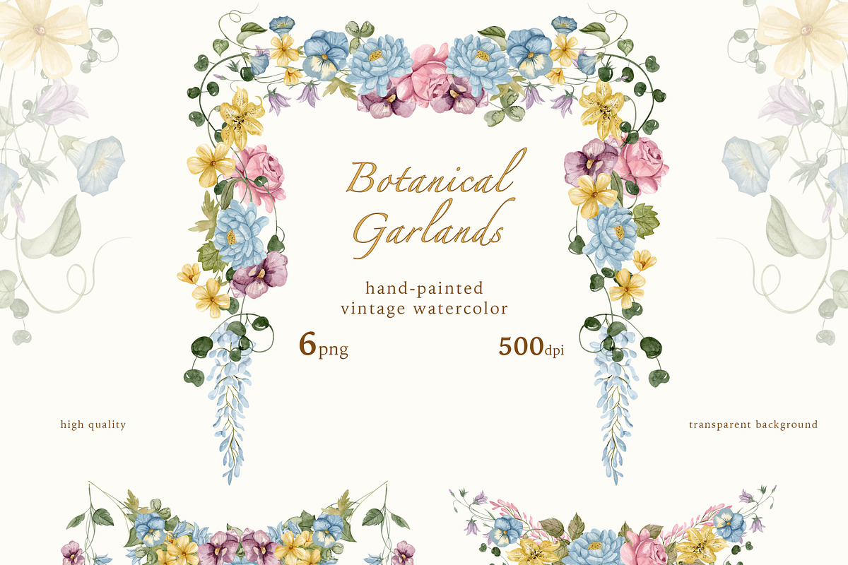 Vintage Garden Watercolor Clipart, a Decorative Illustration by Ooh Lily (Photo 8 of 23)