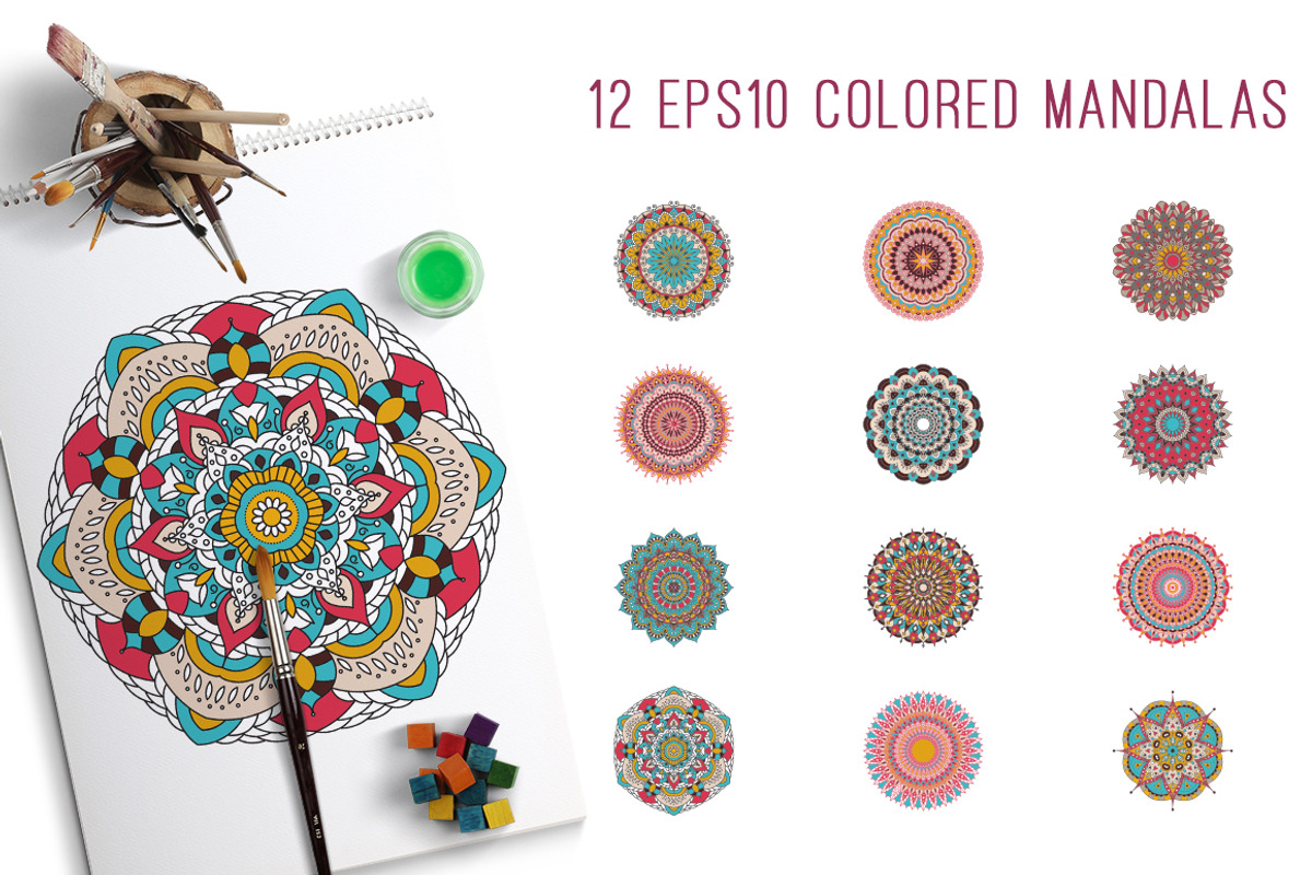Mandala coloring book for adults., a Brochure Template by Kseniia Kuznetsova (Photo 5 of 5)