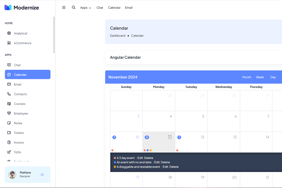 Modernize Angular Admin Dashboard, a Templates & Theme by AdminMart (Photo 11 of 15)