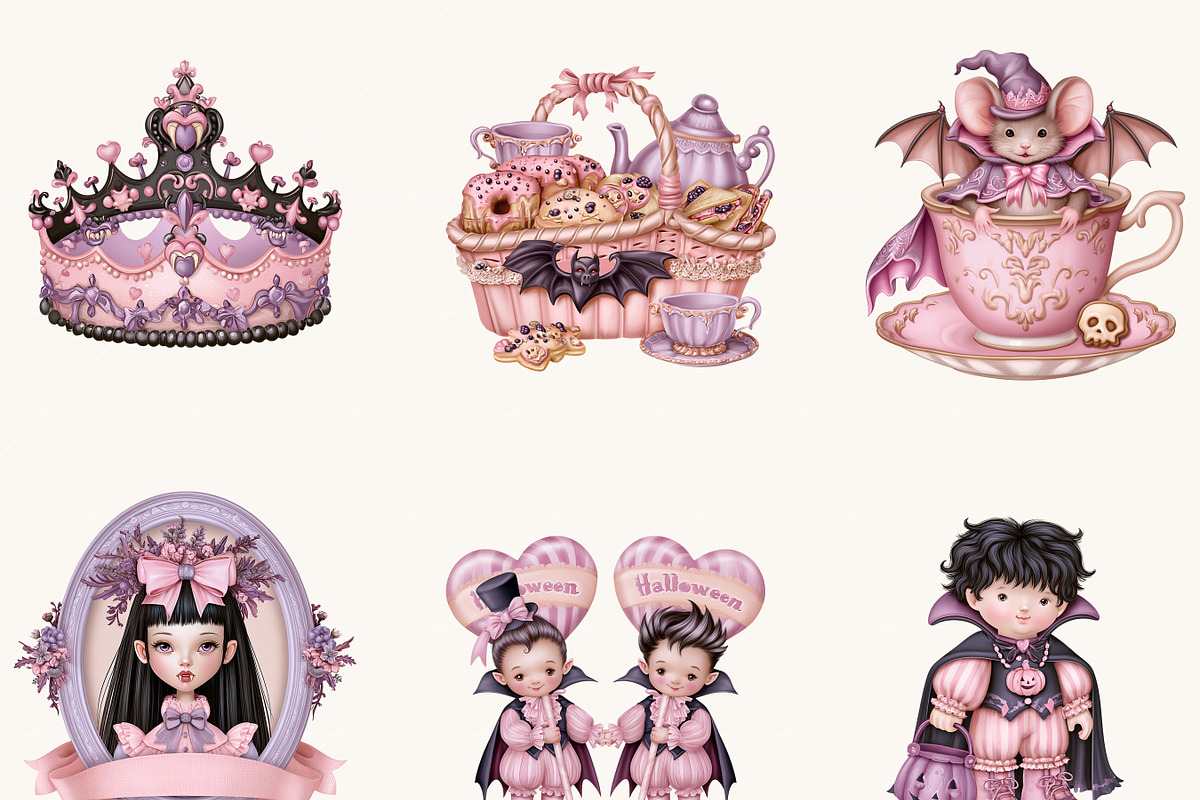 Halloween Tea Party Clipart Bundle, a Seasonal Illustration by BusyDaydesign (Photo 3 of 9)