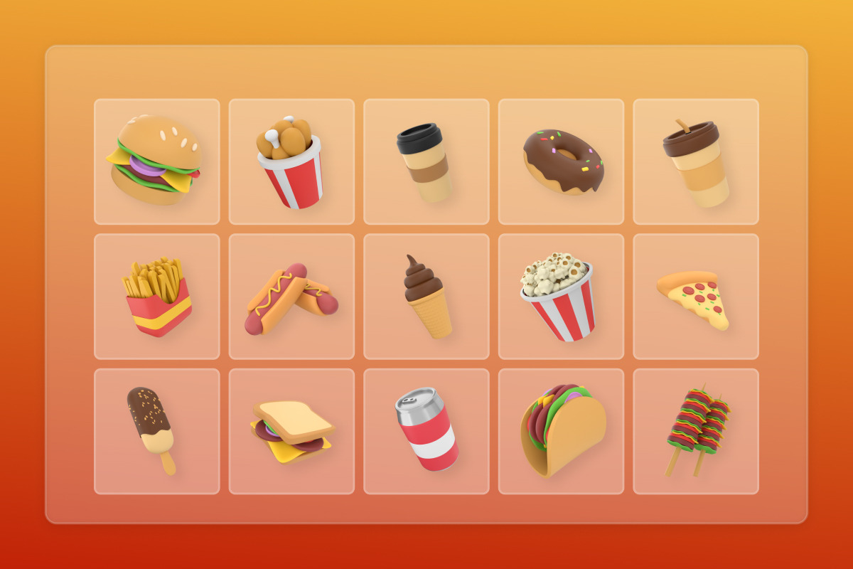 Fast Food & Junk Food 3D Icon Set, a Work Illustration by twinstd (Photo 6 of 6)