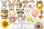 Watercolor Baby Bee Clipart, a Seasonal Illustration by Design Market (Thumbnail 1 of 4)