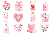 Watercolor Valentine's Day Clipart, an Illustration by Dream Creation (Thumbnail 3 of 5)