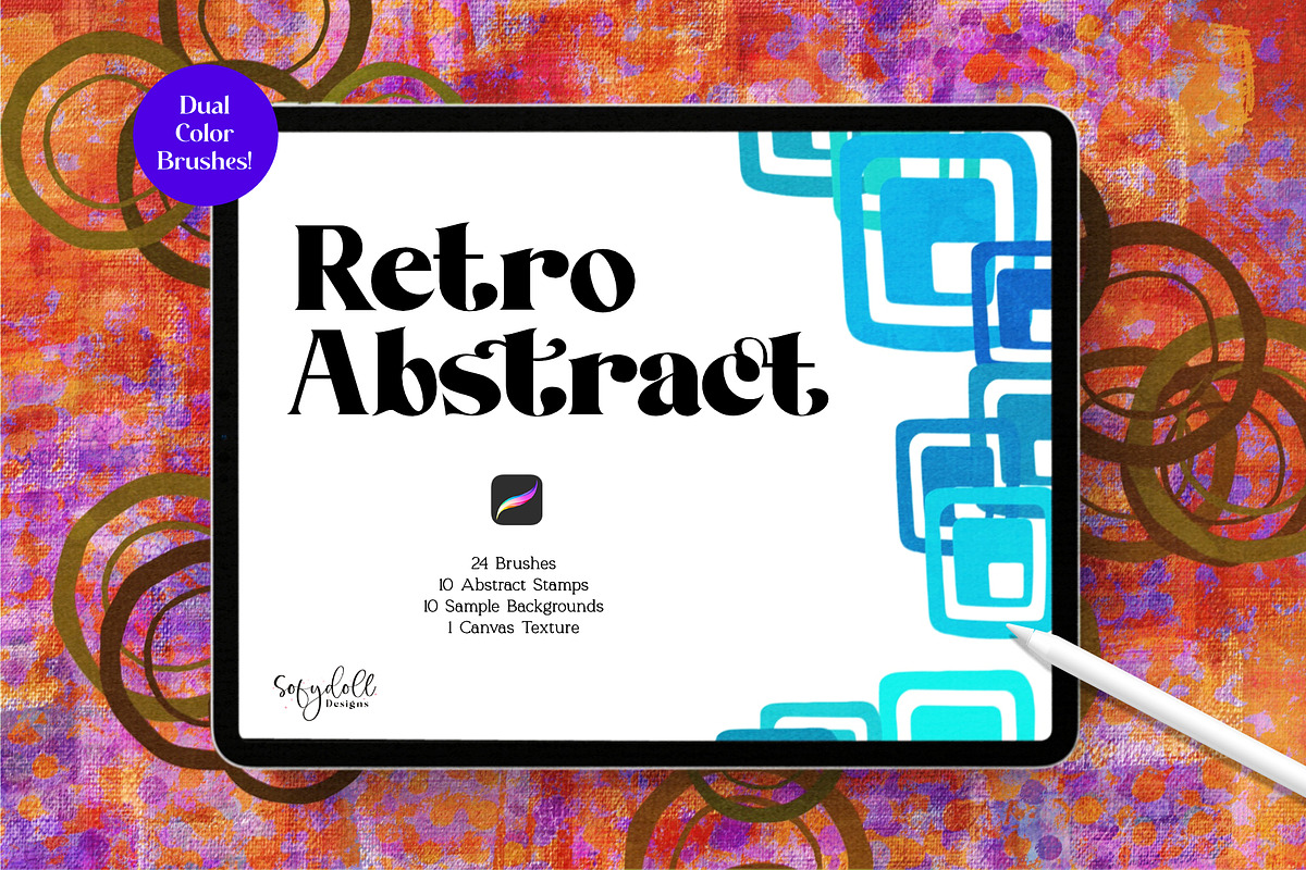 Retro Abstract for Procreate, a Brush Add-On by Sofydoll Designs (Photo 1 of 10)