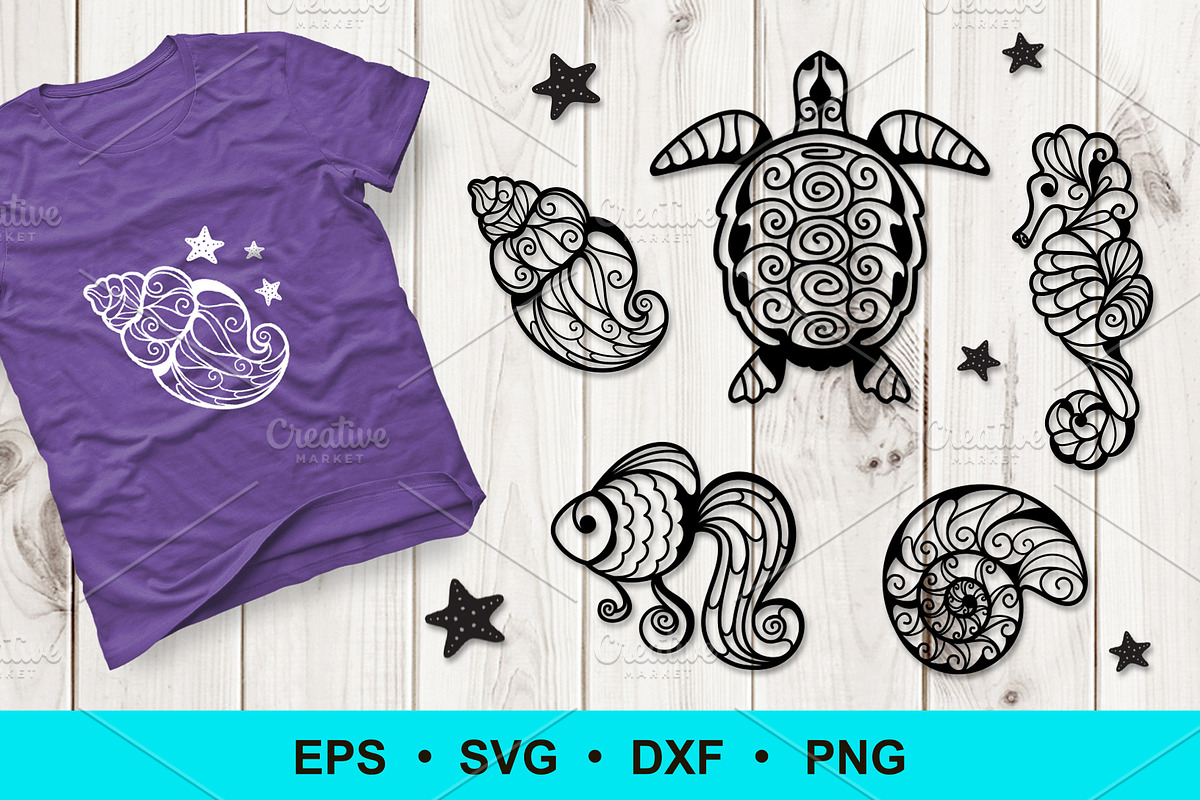 Sea Animal Ornament Clip Art, an Object Graphic by Elena Nesterova (Photo 1 of 4)