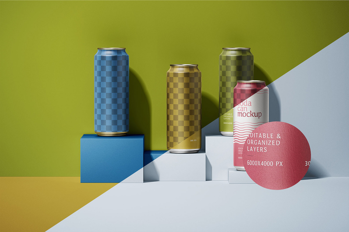 Soda Can Mockup Set, a Cups & Container Mockup by mockupatelier (Photo 3 of 8)