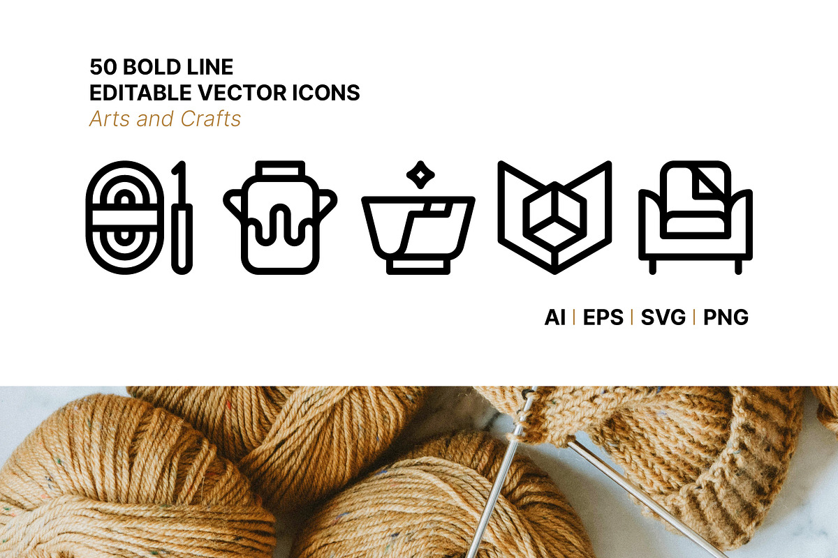 50 Arts and Crafts Icons, an Outline Icon by Side Project (Photo 1 of 7)