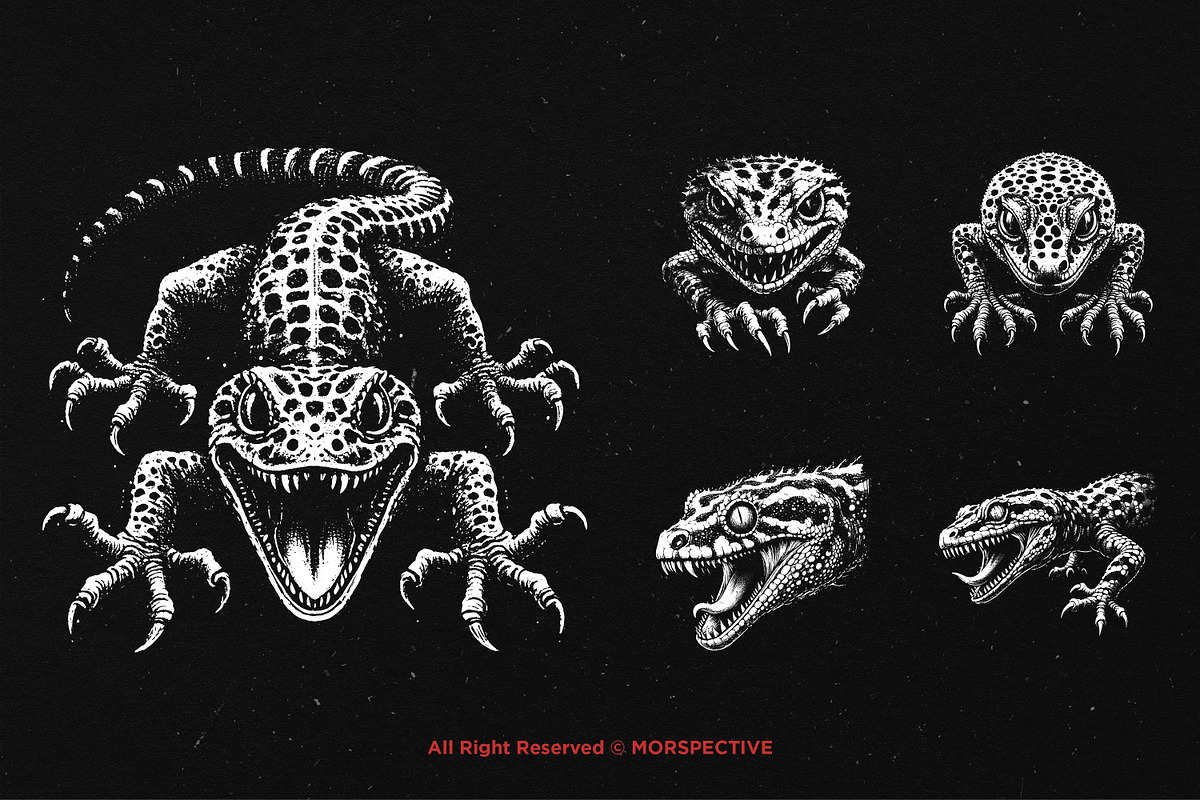 10 Bundle Dark Art Death Gecko Anger, an Illustration by Morspective (Photo 5 of 7)