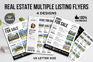 Real Estate Multiple Listing Flyers, a Flyer Template by CreativeVinesStore