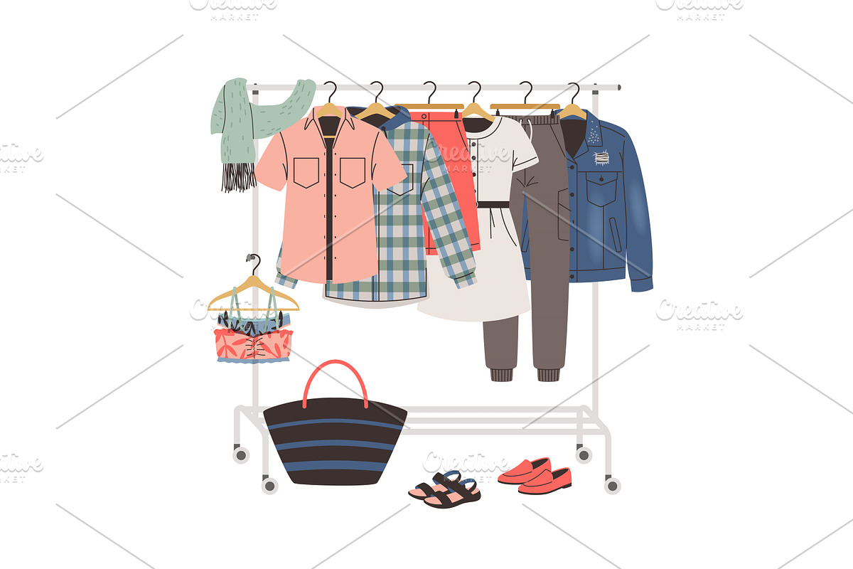 Clothes hanger with a set of women, a Graphic by Stock-Smart-Start