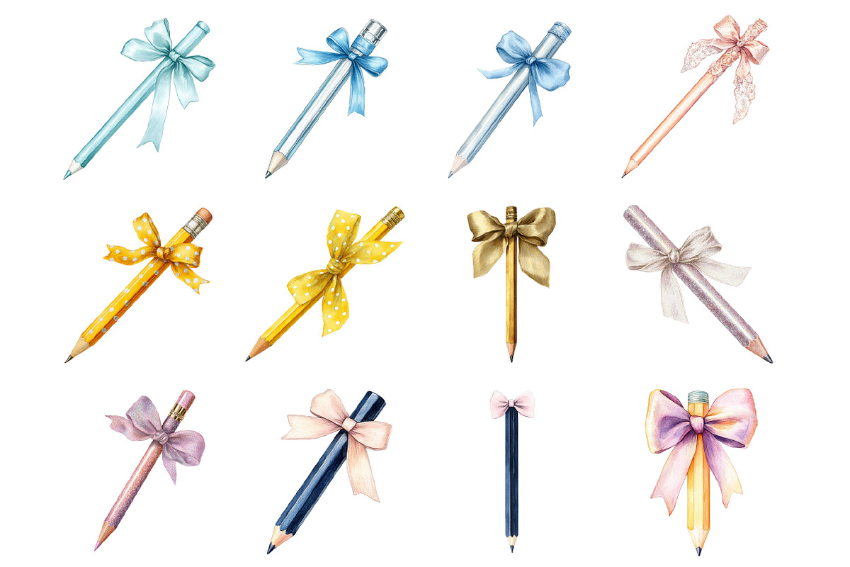 Coquette School Pencil Bow Clipart, an Illustration by Design Market (Photo 3 of 3)