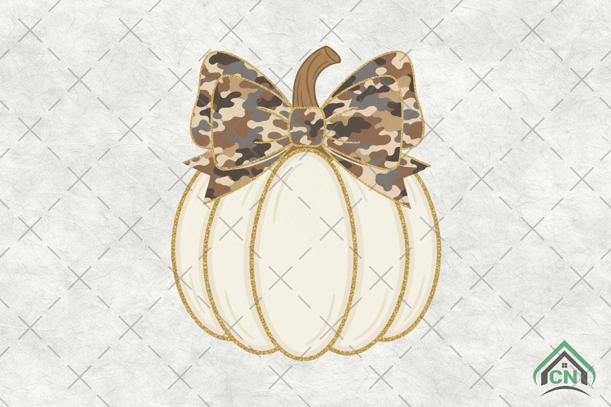 Preppy Camo Pumpkin Coquette Fall, an Illustration by Craft Nest (Photo 1 of 6)