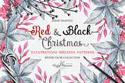 Watercolor Red & Black Christmas Set, an Illustration by Fluffy Unicorn (Thumbnail 6 of 6)