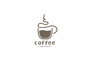 Coffee Cup Line Art Simple Logo