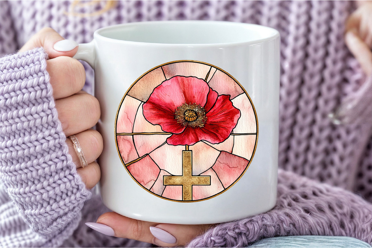 Poppy & Cross Faux Stained Glass, an Illustration by DreamCafeArt (Photo 7 of 9)