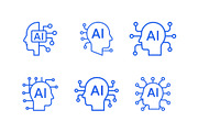 Artificial Intelligence Head Icons, a Branding & Logo Template by Vectorium Studio (Thumbnail 1 of 2)