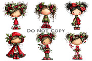 Cute Holly Girl Clipart, an Illustration by Craft Nest (Thumbnail 5 of 8)
