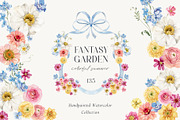 Fantasy Garden summer watercolor set, a Decorative Illustration by AleksaArt (Thumbnail 1 of 20)