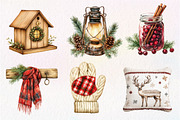 Cozy Rustic Christmas Clipart Bundle, an Illustration by Dream Creation (Thumbnail 3 of 7)