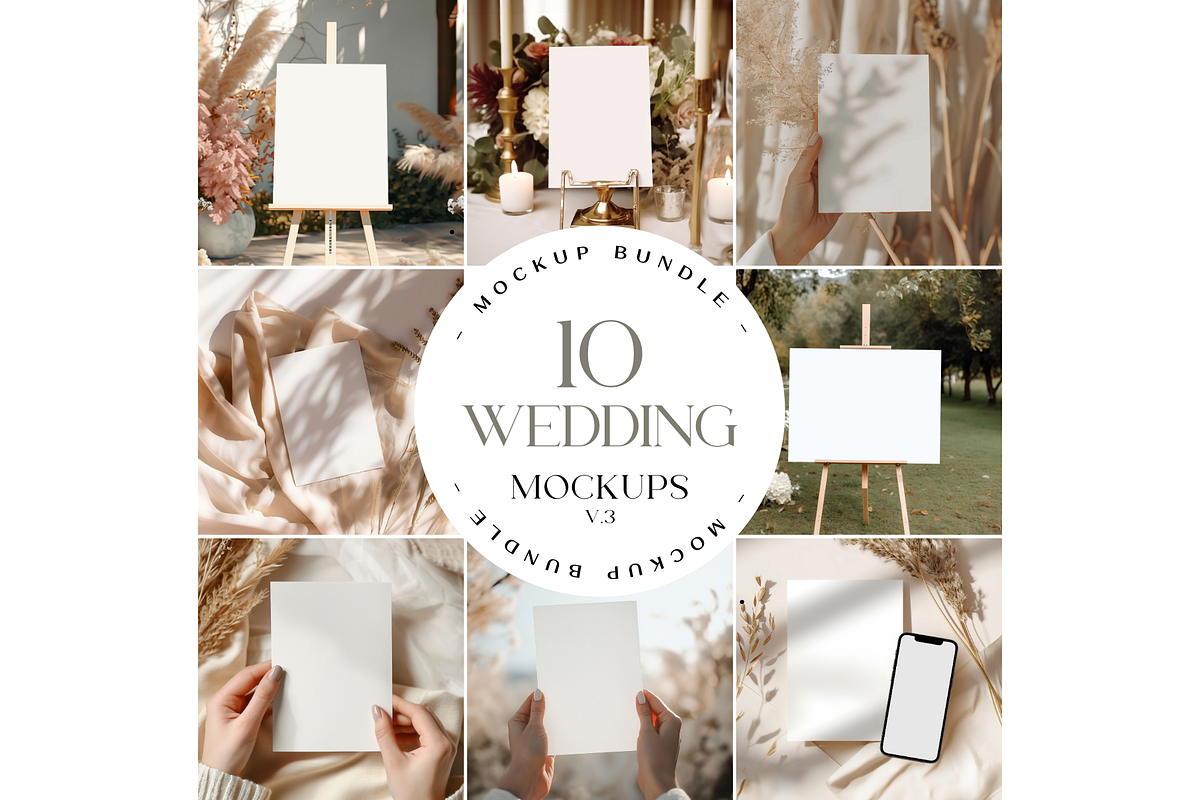 Invitation Mockup Bundle, Easel Sign, a Product Mockup by TatiMockup (Photo 1 of 10)