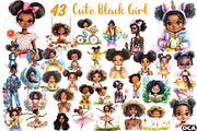 Cute Black Girl Clipart, an Illustration by DreamCafeArt (Thumbnail 1 of 6)