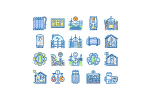 energy storage power system icons, an Object Illustration by pikepicture