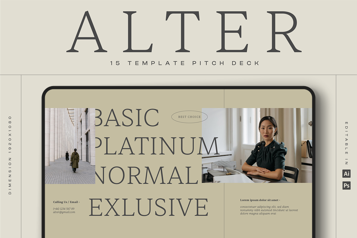 ALTËR - Pitch Deck Template, a Presentation Template by Creative Zeune (Photo 1 of 3)