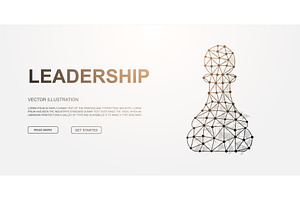 Polygonal wireframe chess pawn in, an Illustration by GraphiShop
