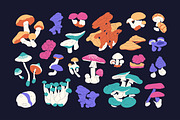 Forest mushrooms, fungi set, pattern, a Food Illustration by PaperTrident (Thumbnail 2 of 6)