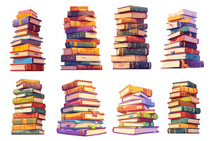 Cartoon high book stacks set. School, an Education Illustration by Stock-Smart-Start