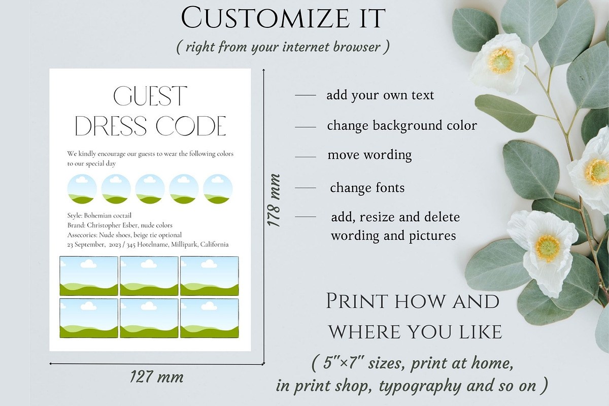 Dresscode card with photo, a Card Template by EvaTemplates (Photo 3 of 5)