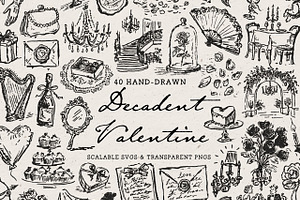 Valentine Clipart, Romance Ink Set, a Seasonal Illustration by The October Creative