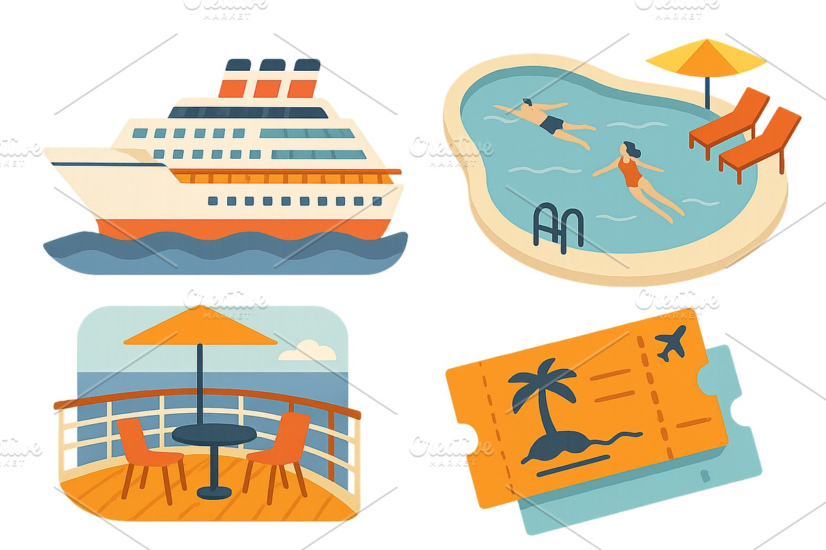 Vacation getaway with a cruise ship, an Illustration by ZinetroN