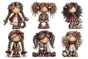 Whimsical Christmas Doll Clipart, an Animal Illustration by Creative Art (Thumbnail 3 of 6)