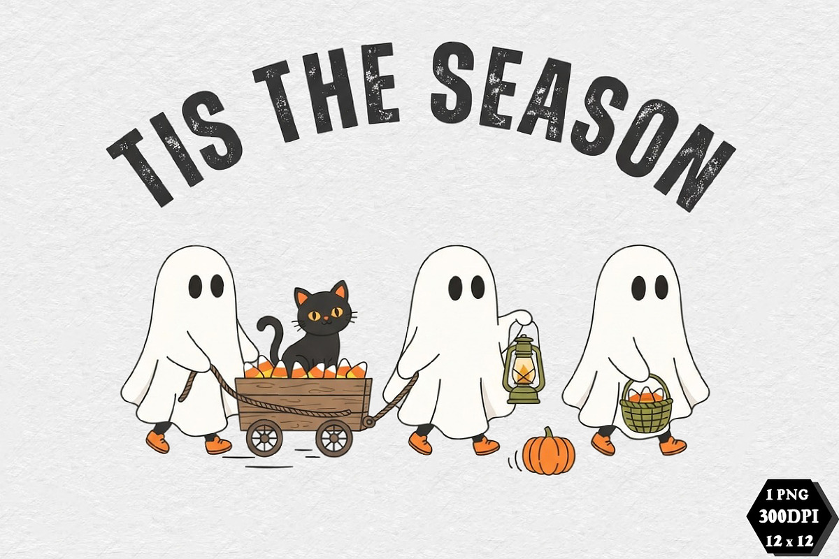 Tis the Season Ghost PNG, a Seasonal Illustration by DreamCafeArt (Photo 1 of 7)