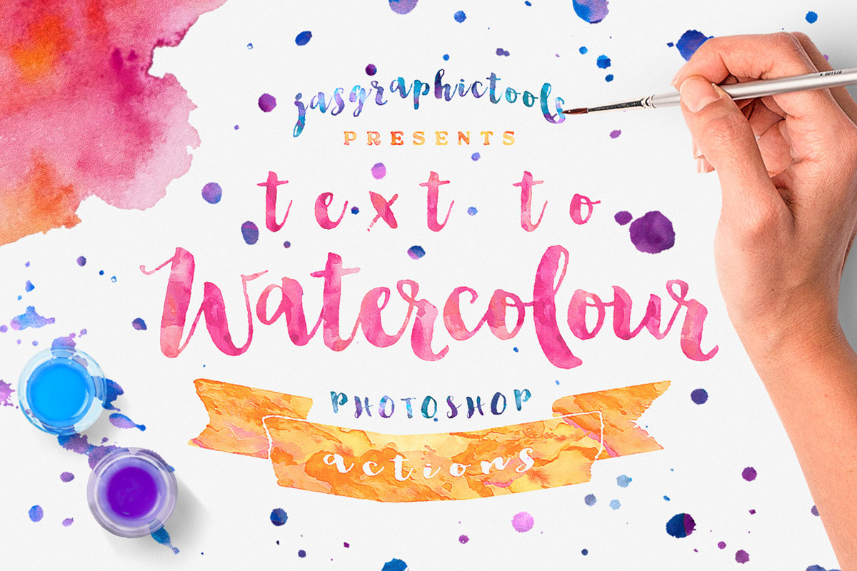 Text To Watercolour Actions PS, an Action Add-On by JasGraphicTools (Photo 1 of 10)